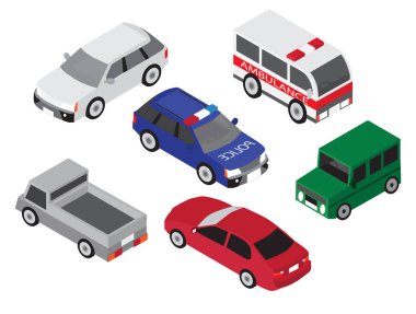 izometrik araba Icon set
