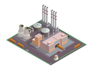 izometrik endüstriyel binalar kompozisyon tesislerin Manzaralı