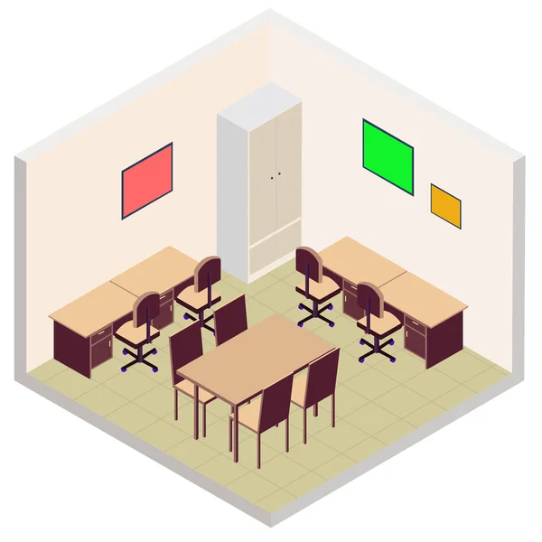 Izometrické office ikonu místnosti — Stockový vektor