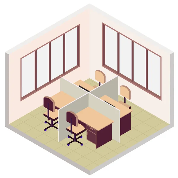 Izometrické office ikonu místnosti — Stockový vektor