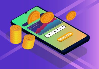 Dijital yatırım tasarım izometrik konsepti.