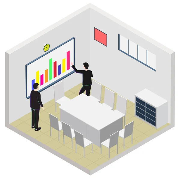 Ícone de sala de escritório de reunião isométrica — Vetor de Stock