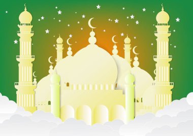 Kağıt kesilmiş Cami, ramadan Kareem arka plan