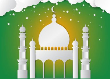 Kağıt kesilmiş Cami, ramadan Kareem arka plan