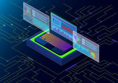 veri bilimi ve programlama nın isometrik dizüstü bilgisayarı