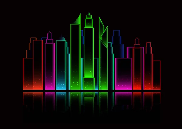 Rascacielos por la noche ilustraciones — Vector de stock