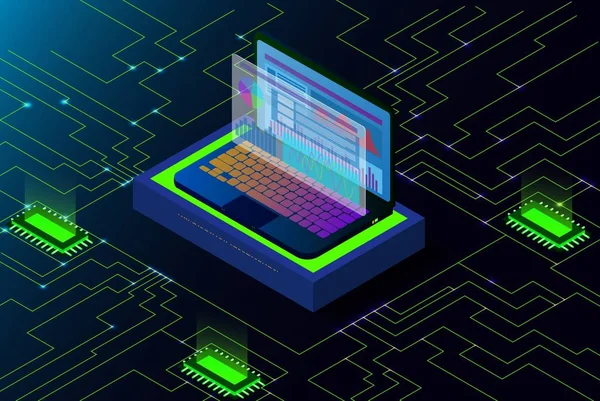 veri bilimi ve programlama nın isometrik dizüstü bilgisayarı