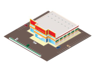 isometrik alışveriş merkezi veya süpermarket binası simgesi