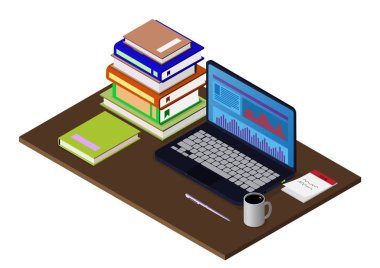 bir masa üzerinde kitap isometrik kazık