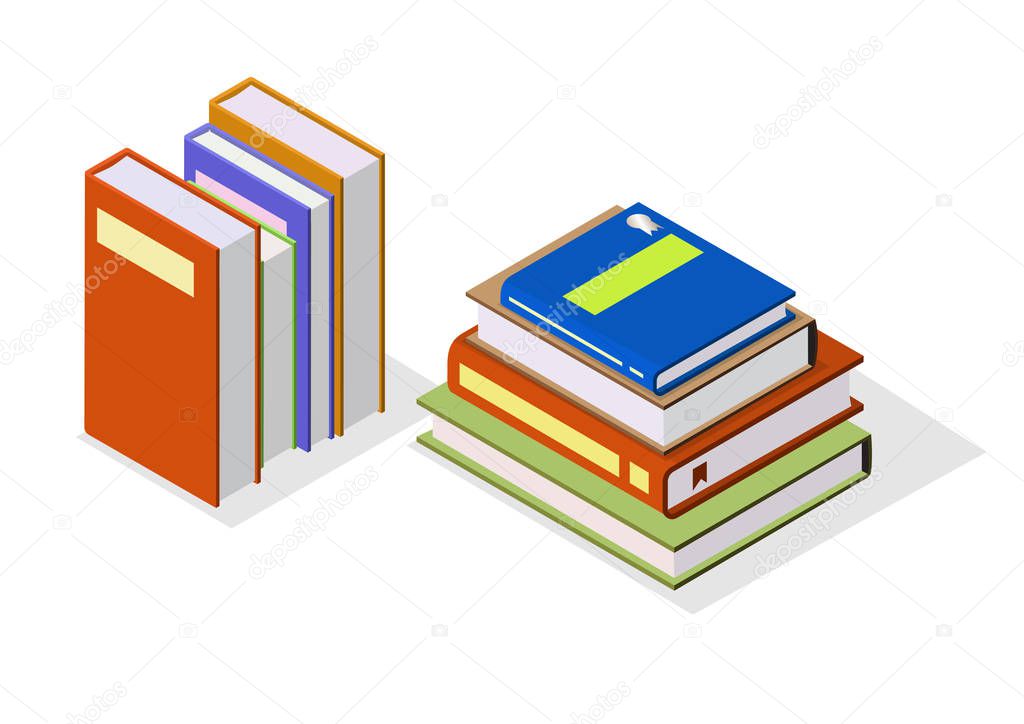 isometric pile of books