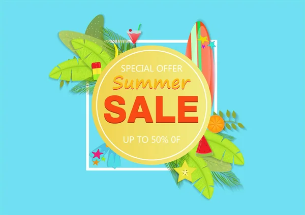 Banner web de venta de verano — Vector de stock