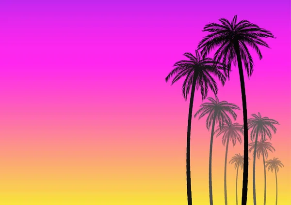 Zomer achtergrond met silhouet van kokospalm — Stockvector