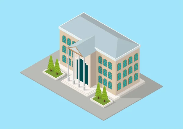 Edificio isométrico corte o escuela — Vector de stock