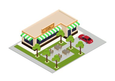 vektör isometrik kafe dükkanı