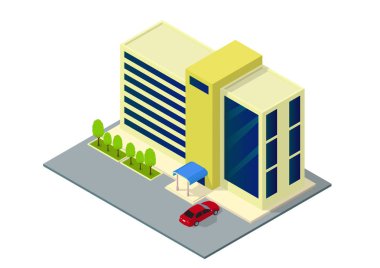 vektör isometrik otel, daire veya gökdelen binası