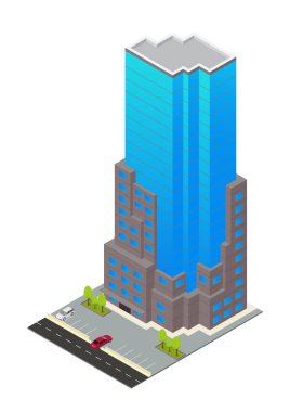 vektör isometrik otel, daire veya gökdelen binası