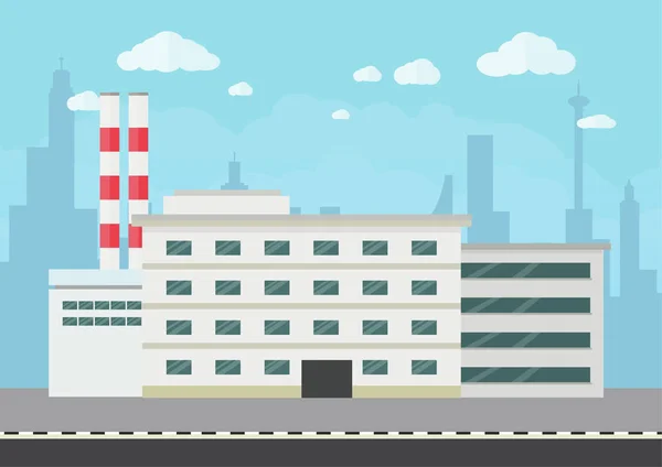 Almacén y edificio industrial de diseño plano — Vector de stock