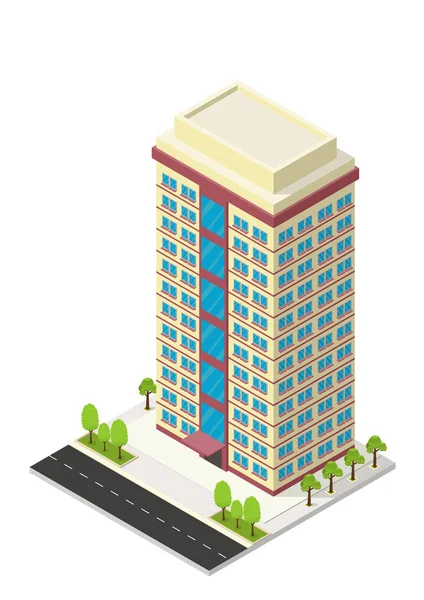 vektör isometrik otel, daire veya gökdelen binası