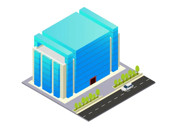 Vecteur isométrique hôtel, appartement ou immeuble gratte-ciel — Image vectorielle