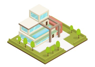 vektör izometrik modern ev
