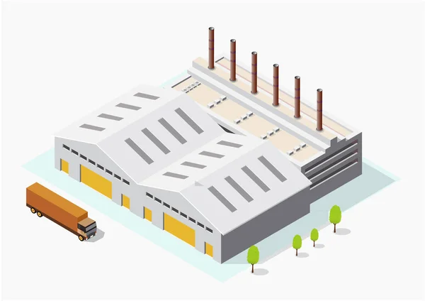 Edifícios industriais ou fabris isométricos — Vetor de Stock