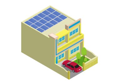 Güneş panelleri ile modern yeşil eko ev