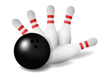Bowling vuruş ikonu. Bowling vuruş vektörünün gerçekçi çizimi.