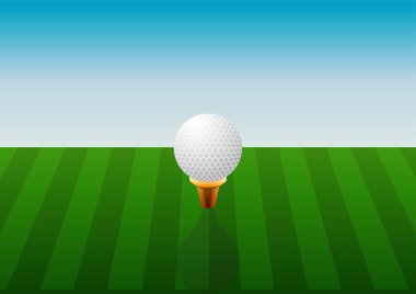 Yeşil çim tarlasında golf topu.