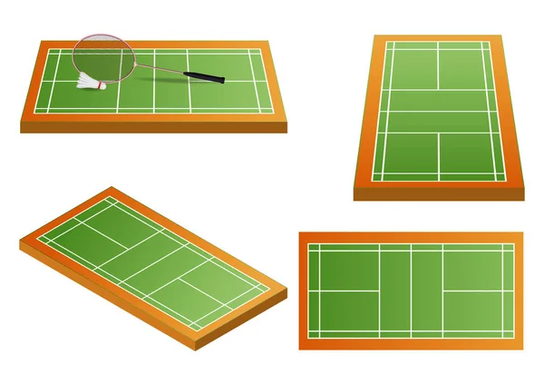 Badmintonfeld Mit Mehreren Blickwinkeln — Stockvektor