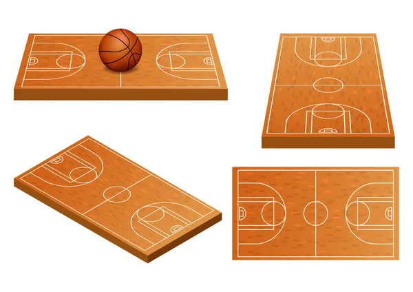 Баскетбольное Поле Несколькими Углами Обзора — стоковый вектор