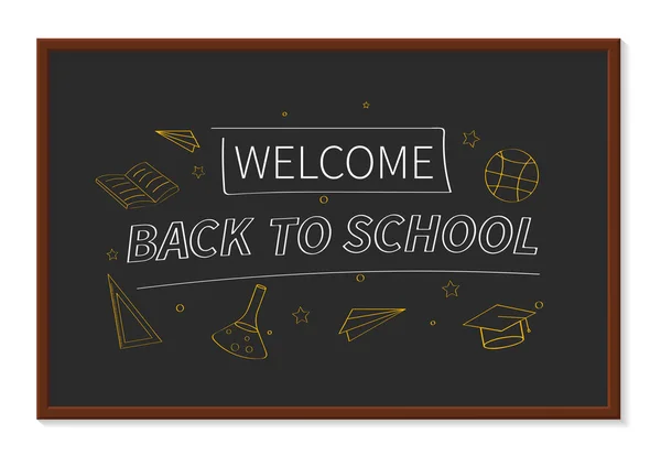 Back School Banner Illustration Blackboard — Stock Vector