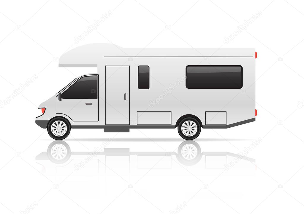 Vector illustrations of camper van on white background