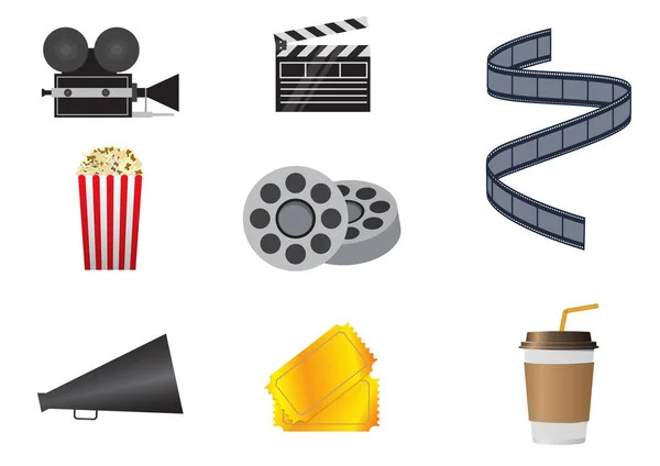 Cinema Iconen Voor Gebruik Reclame Presentaties Brochures Blogs Documenten Formulieren — Stockvector