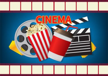 Film zamanı vektör illüstrasyonu. Sinema posteri konsepti.