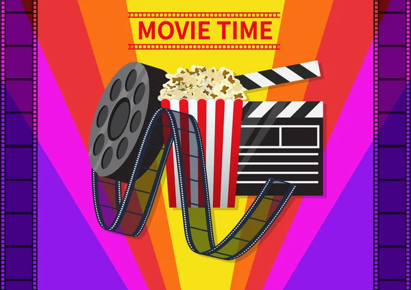 Ilustración Del Vector Tiempo Película Concepto Cartel Cine — Vector de stock