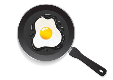 Pan 'ın beyaza izole edilmiş yumurta görüntüsü. vektör illüstrasyonu.