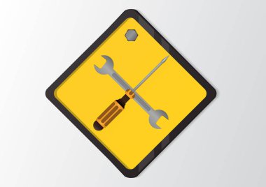 İnşaat İşareti Altında. Vektör İllüstrasyonu.