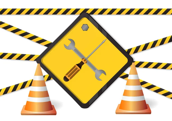 Construction Sign Warning Tape Banner — Stock Vector
