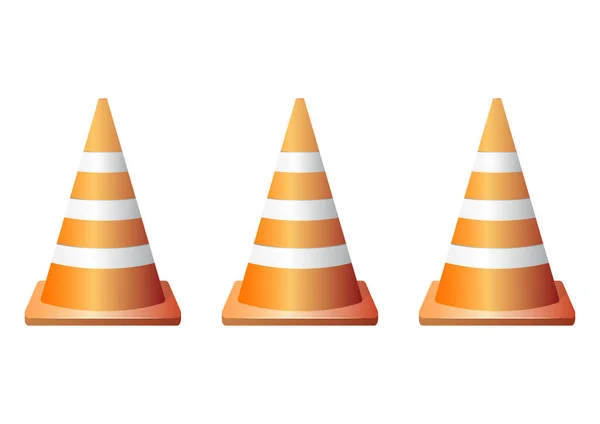 Realistic Traffic Cones Set Isolated White Background — Stock Vector