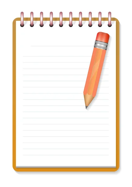 Notebook Pencil Isolated White Background Vector Illustration — Stock Vector