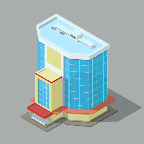 Vecteur Isométrique Moderne Immeuble Bureaux Hôtel Isolé — Image vectorielle