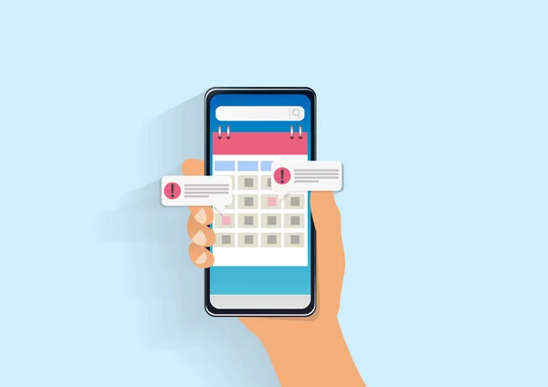 Smartphone Kalender Med Händelse Utnämning Deadline Och Uppgifter — Stock vektor