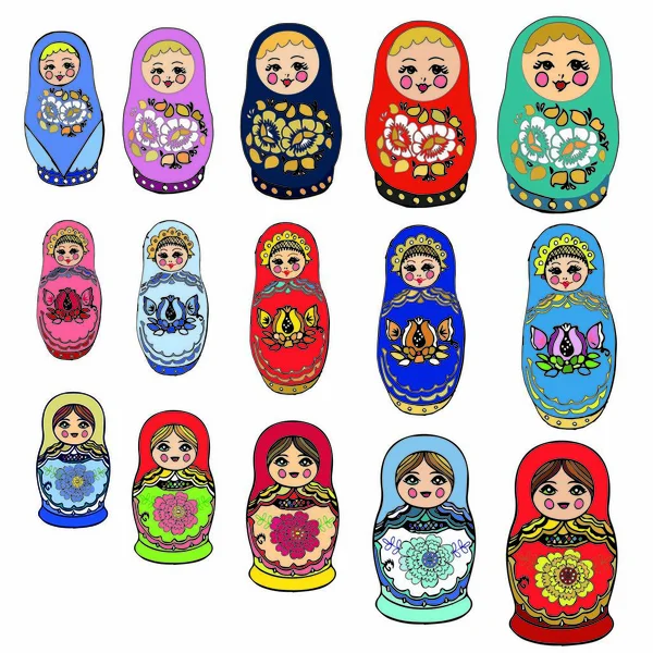 Boneca Matrioska Boneca Babushka Tradicional Russa Imagem Vetorial —  Vetores de Stock