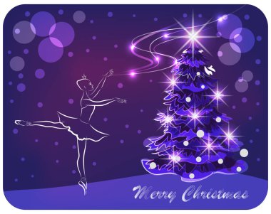 Hava balerin bir Noel ağacı ışıkları