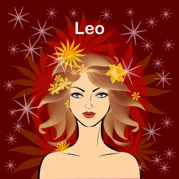 Aries Fire Mujer Del Zodiaco Signs Beautiful Espacio Con Pelo — Vector de stock