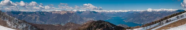 Vue Panoramique Lac Côme Des Montagnes Environnantes Depuis Sommet Monte — Photo