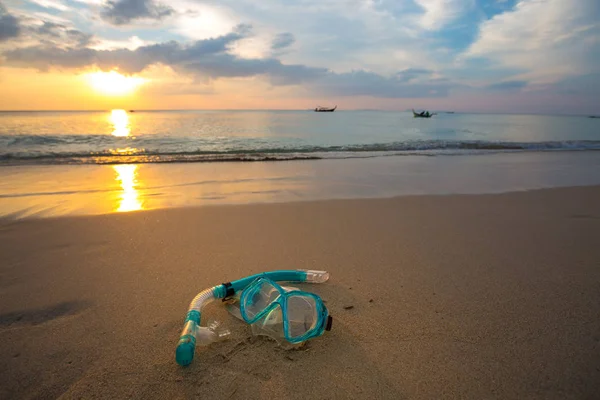 Masque Tuba Plongée Sur Plage — Photo