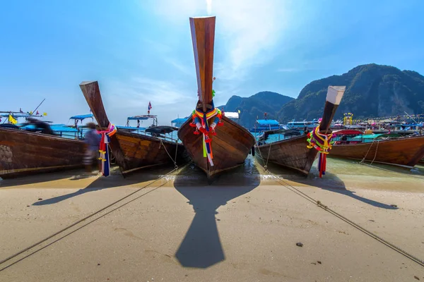 Lange Staart Boot Tropisch Strand Krabi Thailand — Stockfoto