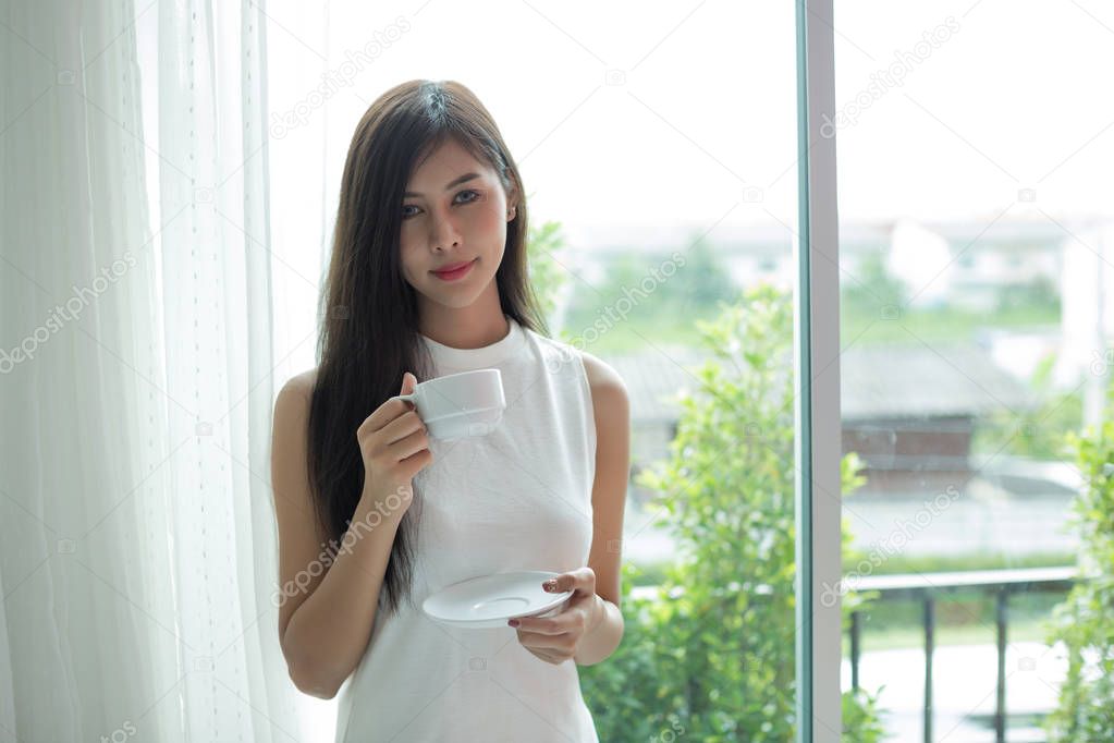 woman drink a coffee on the morning