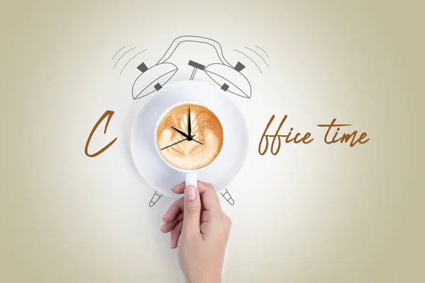 커피 컵 시간 시계 개념 스톡 이미지